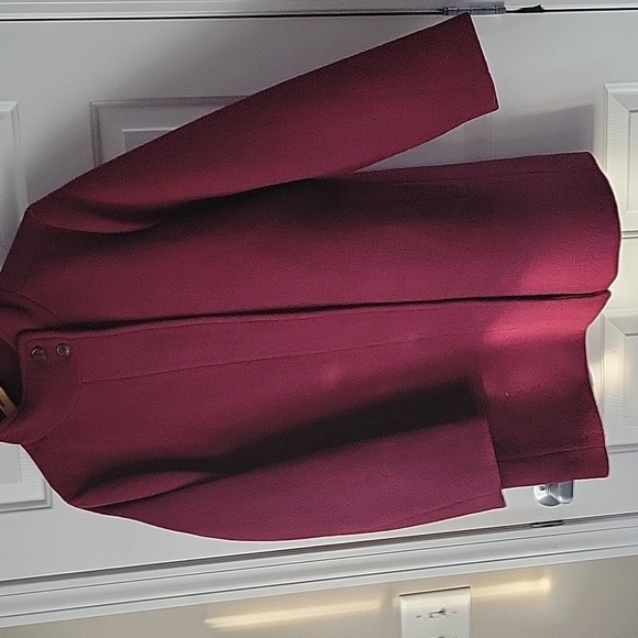 J.CREW BUTTON NECK CITY COAT. WARM BURGUNDY. SIZE 16. NEW WITH TAGS!! - Picture 1 of 4